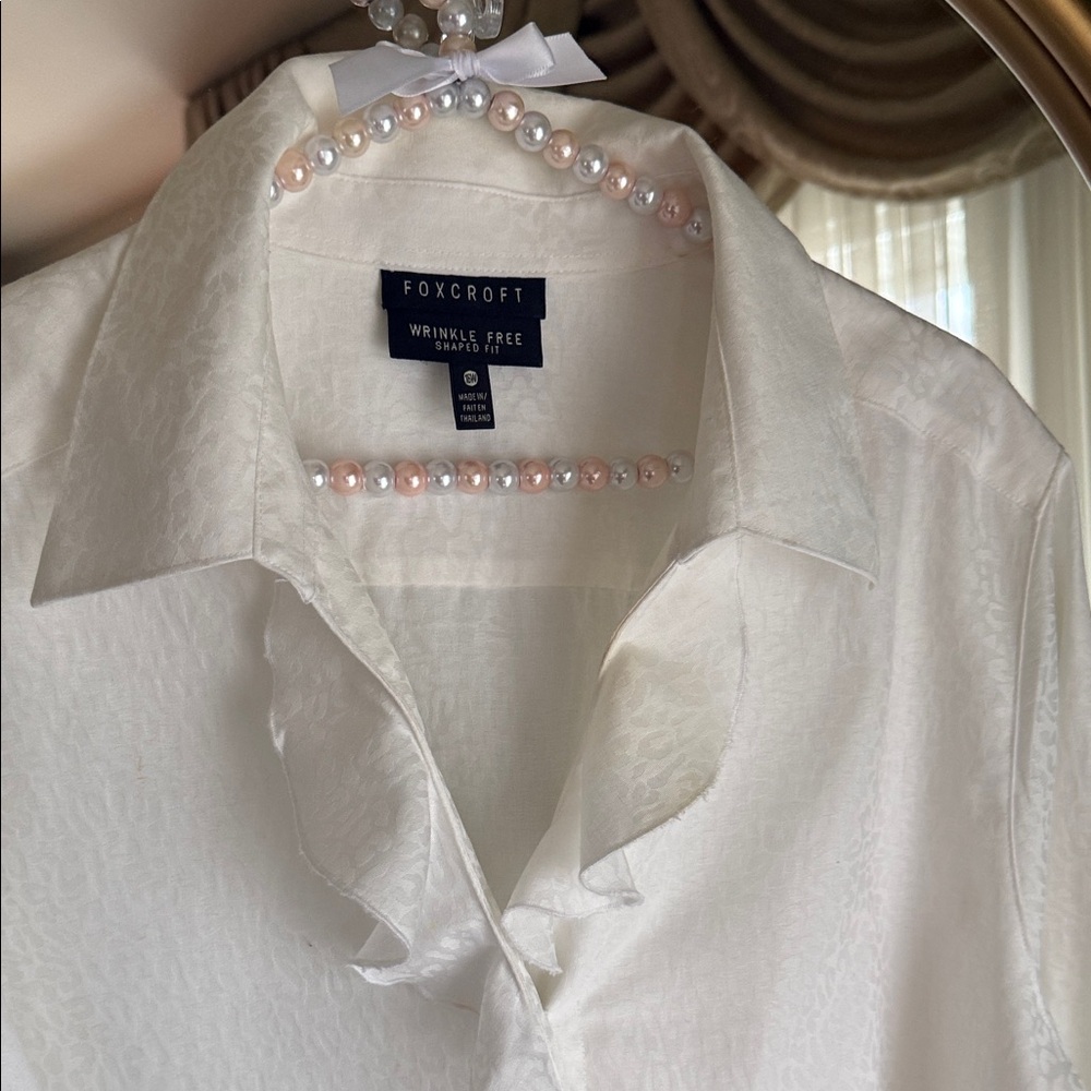 Foxcroft White Ruffle Blouse - Picture 6 of 10